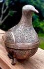 Antique Persian 1920   s Copper  Standing Dove Covered Box Islamic Collectors Art