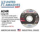 United Abrasives 20063 A24r Grinding Wheel Type 27 4 1 2  X 1 4  X 7 8  25pk