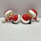 4 Vintage Lefton Christmas Pixies Elves Plant Pot Huggers 1950s Elf Santakins 