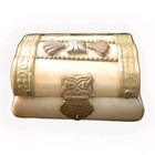 Vintage Camel Bone Brass Decorated Velvet Lined Hinged Jewelry Trinket Box 3x2 5
