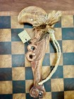 M  ori War Club Carved With Shell Inlays And Feathers Approximately 16 In