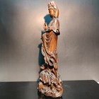 Wooden Chinese Kwan-yin Statues Figurines Quan Yin Statues Buddha Wood Carving