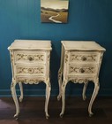 Mid 20th Century Repro French Provincial Bedside Nightstands Neutral Color 