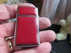 Vintage Zippo Slim Red Acrylic Monogramed Cigarette Lighter 1978