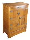 Antique American Oak Farmhouse Kitchen Pantry Ice Box Refrigerator Bar Cabinet