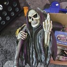 Grim Reaper Hooded Skeleton Figurine With Scythe Fantasy Collectible Statue