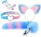 Usa 4pc Foxtail Buttplug Wolftail Furry Cat Ear Collar Anal Plug Cosplay Sex Toy