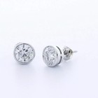 14k Gold Stud Earrings Bezel Set Classic 3 34 Carat Round Natural Diamond F Vs2