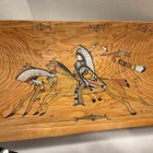 Prophet Cheyenne Ledger Art Painted Wood Serving Tray Native American 1900s 
