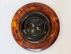 Huge 2 5in Two-tone Amber Black Bakelite Button Simichrome Tested