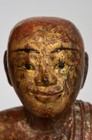 19th Century  Mandalay  Antique Burmese Wooden Seated Disciple   Monk