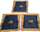 Vtg Paragon Kit  7257 3pcs Completed Needlepoint Unframed Floral On Navy 22   23 
