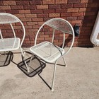 Set Of 4 Salterini Rid Jid Mid Century White Metal Folding Chair Mcm Vtg Patio