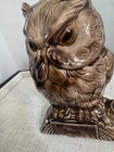 Vintage Solid Brown Ceramic Owl Figurine   Bank  Glazed  6 1 2  Tall  Usa