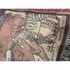 Vintage Noahs Ark Baby Blanket Woven Tapestry Fringed Throw Pink Blue Nursery