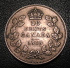 Old Canadian Coins 1919 Canada Silver Highgrade Ten Cents 10 C