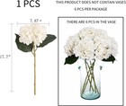 6pcs White Artificial Hydrangea Flowers Silk Fake For Home Wedding Decor