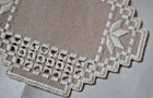 Norwegian Hardanger Open Work Embroidery Doily Beige Cut Work