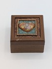Vintage Ooak Artisan Made Sm Wooden Trinket Keepsake Box Resin Heart Studded Lid