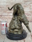 Signed Barye African Wild Cat Jungle Lion Bronze Statue Sculpture Figurine Art