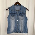 Disney D Signed  Light Washed Peace Sign Embellished Vest Youth Xl