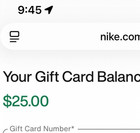 Nike Gift Card   25 
