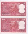 Extreme Rare 2 Rupees Tiger Issue Super Fancy 999999-1000000 Numbers 2 Notes