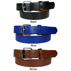 Kids Children Plain Solid Color Leather Belt Silver Buckle Boys Girls S M L Xl