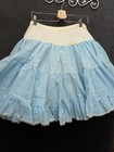 Vtg Light Blue Square Dance Skirt Petticoat 3 Layers Lace Rockabilly 30  Waist