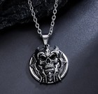 316l Stainless Steel Gothic Biker Warrior Skull Knight High End Pendant Necklace