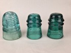 3 Brookfield New York Glass Telegraph Insulators Blue Aqua