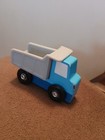Melissa   Doug Wooden Dump Truck Blue Gray Construction Train Wheel Kids Toy 