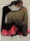 Curtain Call Recital Costume J5414 Childs Sm Pink Black Leotard Sequins