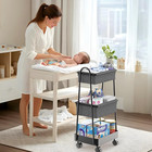 3 Tier Rolling Cart - Baby Diaper Caddy Organizer  3 Tier Utility Cart Newborn B