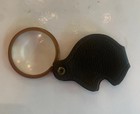 Old Pocket Magnifer Bakelite Folding Pocket Magnifying Glass Leather Japan Vtg