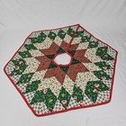 Handmade Patchwork Christmas Tree Skirt 2 Sided Quilted 34  Hexagon Vintage 