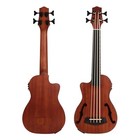 Left-handed Batking Bass Ukulele Ubass Baritone 30   F-holes Fretless eq Gig Bag