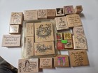 Large Lot Of Vintage Wooden Rubber Stamps Craft Scrapbooking Card Making Teacher