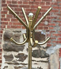 Vintage Hollywood Regency Faux Bamboo Gold Coat Rack Hall Tree