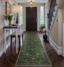 Wonnitar Boho Hallway Runner Rug 2 5x8 Green  Low Pile  Non-slip Washable Carpet
