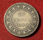 Newfoundland 50 Cents 1899 Narrow 9s Silver Coin Km 6 T10738a