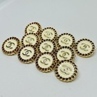 11 White And Gold Chanel Buttons Cc Logo Metal 20mm Vintage  lg086 