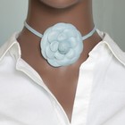 Vintage Chanel Light Blue Lambskin Leather Camellia Flower Choker   Bracelet 