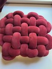 Burgundy Velvet Knot Decorative Throw Pillow Square Plush Textured 12x12 