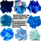 Mosaic Tiles Stained Glass Sheets For Crafts  Mixed Blue Colors And Variety Of S