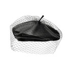 Gllutt Pu Leather Beret Hat For Women With Mesh Veil Chic Black Mesh Veil