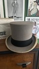 Vintage 30s Henry Heath Grey Top Hat With Black Band With Original Hat Box 1938