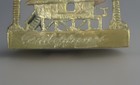 Vintage Valdez Philippines Brass Brooch - Bahay Kubo Nipa Hut   Palm Trees Pin