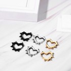 Punk Spike Rivet Studded Heart Earrings Stainless Steel Hoop Hinged Studs Unisex