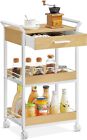 Storage Cart  3-tier Rolling Utility Cart With Table Top  Handles  4 Lockable   